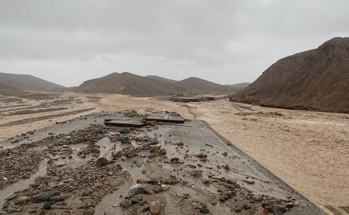 Flooding and damage at Mud Canyon Road in Death Valley National Park. (NPS photo)