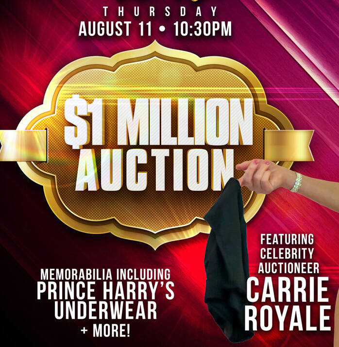 A promotional image of the auction of Prince Harry's underwear at Larry Flynt's Hustler Club in ...