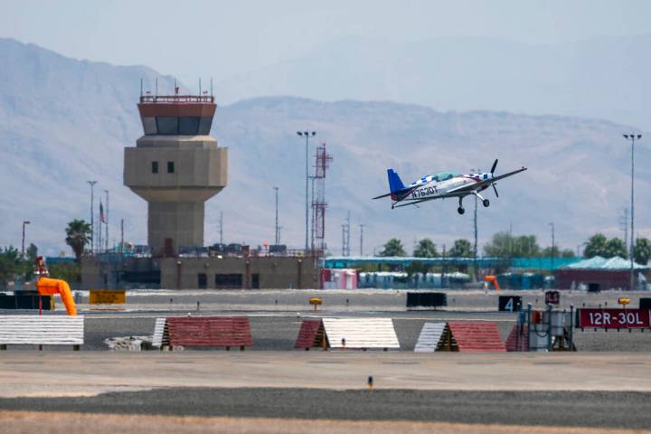 A plane comes in for a landing at the North Las Vegas Airport as the FAA has issued a safety ad ...