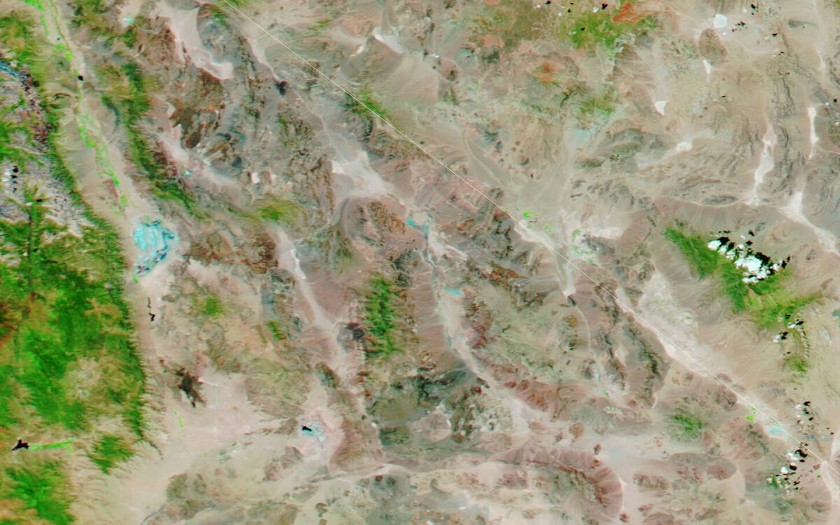 Furnace Creek in Death Valley, the driest place in North America, as seen from space on July 11 ...