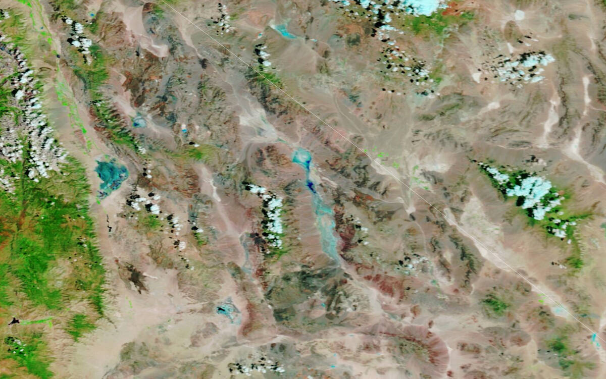 Furnace Creek in Death Valley, the driest place in North America, as seen from space on Aug. 7, ...