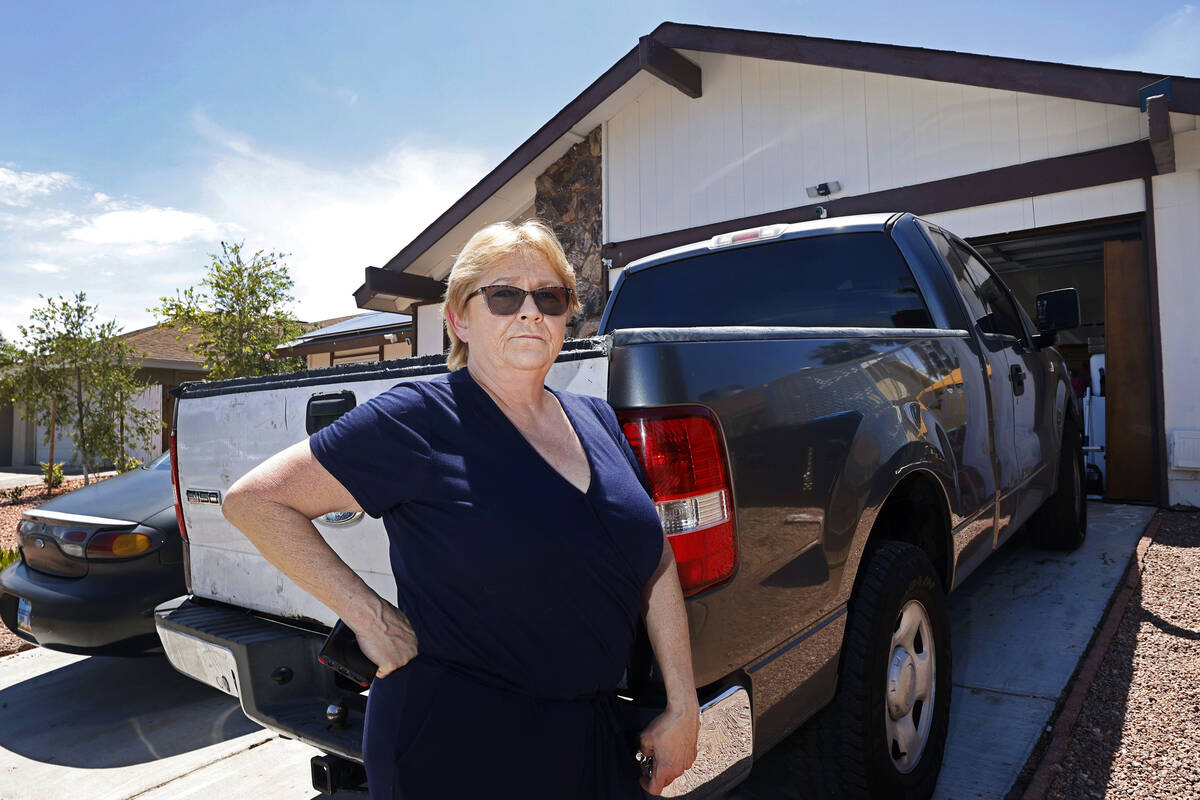 Leslie O’Brien shows her truck at her house, Wednesday, Aug. 3, 2022, in Las Vegas. O&#x ...