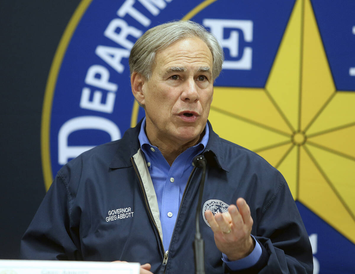 FILE - Texas Gov. Greg Abbott speaks during a news conference on March 10, 2022, in Weslaco, Te ...