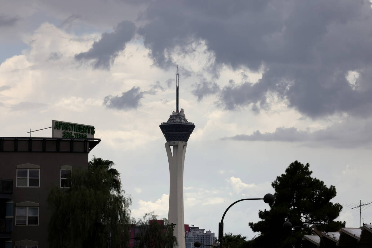 Clouds hang over downtown Las Vegas Wednesday, Aug. 10, 2022. (K.M. Cannon/Las Vegas Review-Jou ...