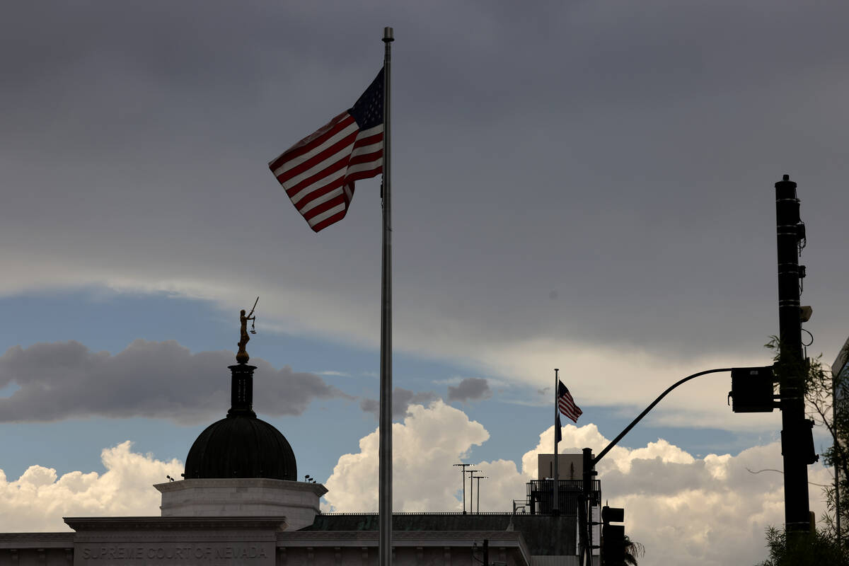 Clouds hang over downtown Las Vegas Wednesday, Aug. 10, 2022. (K.M. Cannon/Las Vegas Review-Jou ...