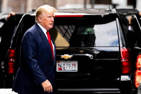 Former President Donald Trump departs Trump Tower, Wednesday, Aug. 10, 2022, in New York, on hi ...