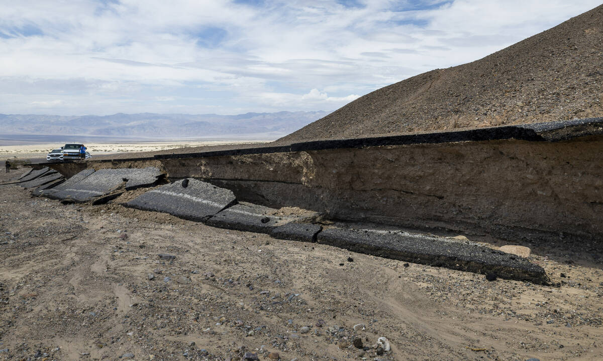 Severe road damage along Daylight Pass Road temporarily closed due to the effects of recent flo ...