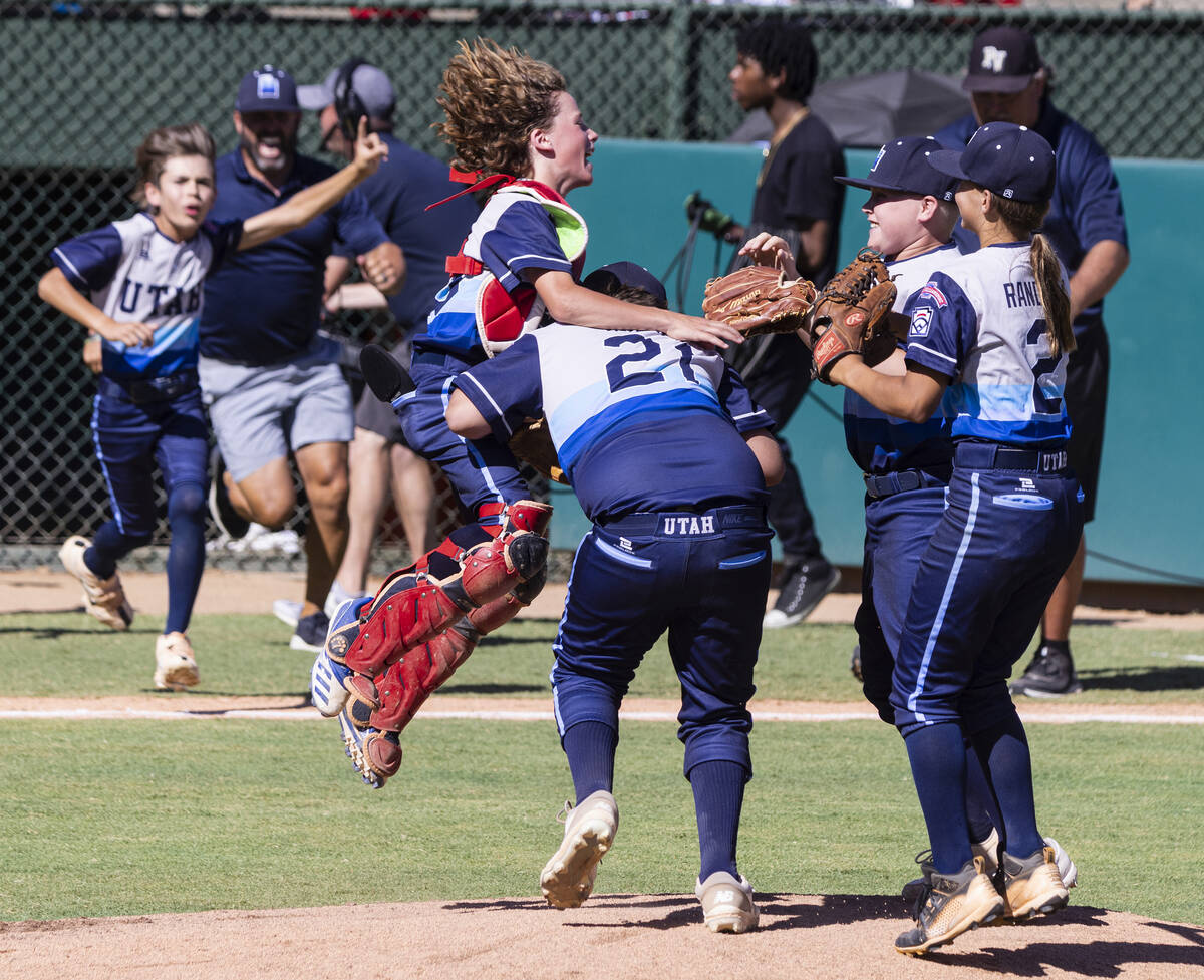 Utah-Snow Canyon players celebrate after defeating Paseo Verde in the Little League Baseball Mo ...