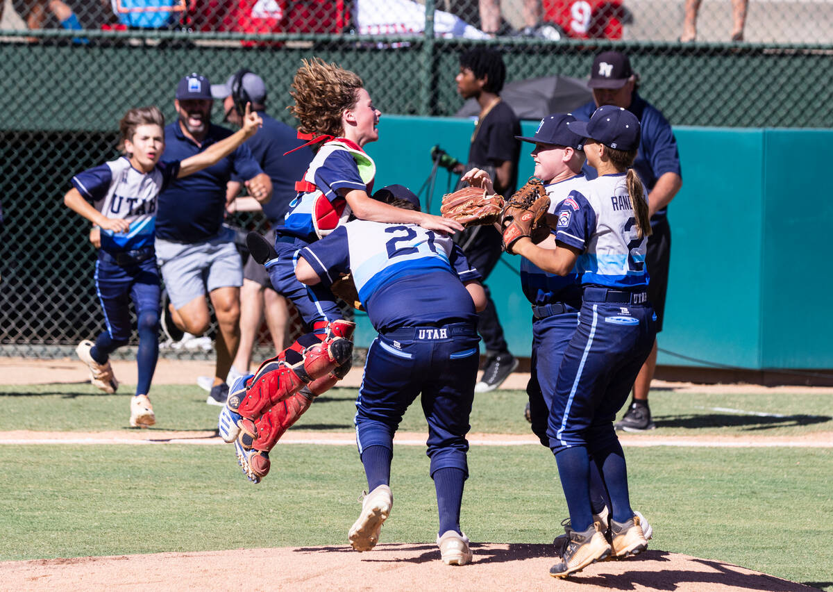 Utah-Snow Canyon players celebrate after defeating Paseo Verde in the Little League Baseball Mo ...