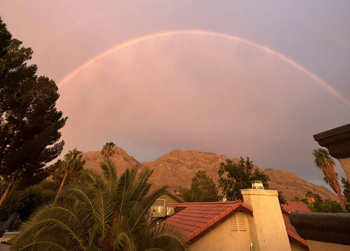 A post-storm rainbow shot from east Las Vegas on Friday, Aug. 12, 2022. (Jenn Hurtado/Las Vegas ...