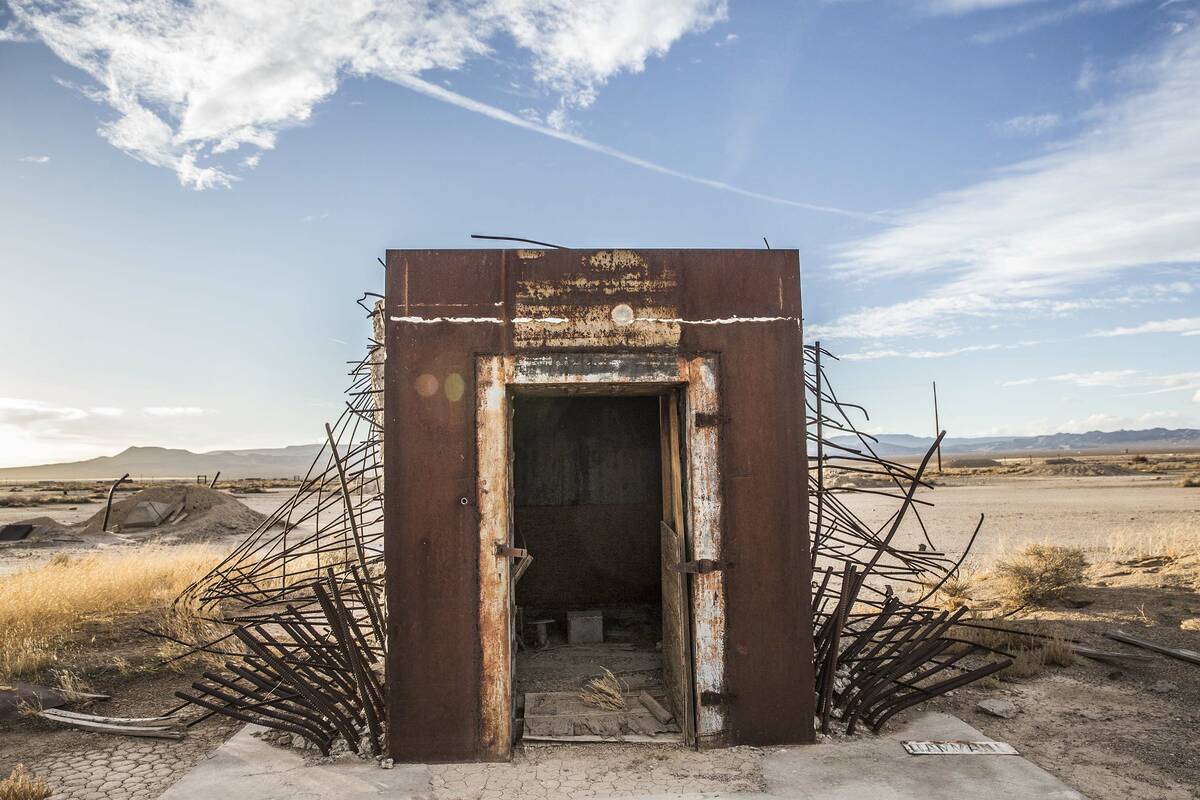 The remains from a vault built to measure the effects from the 1957 nuclear detonation test Pr ...