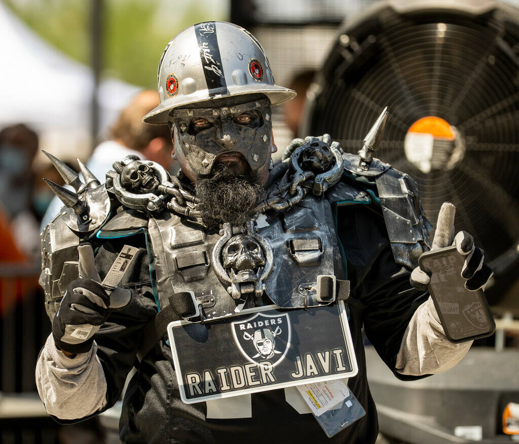 Raider Javi is one of the first fans to enter before the Raiders home opening pre-season NFL fo ...