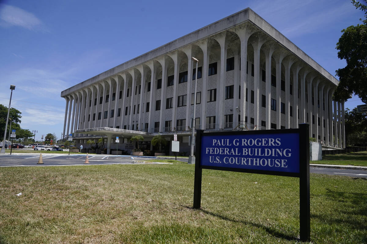 Paul G. Rogers Federal Courthouse is shown Friday, Aug. 12, 2022, in West Palm Beach, Fla. A fe ...