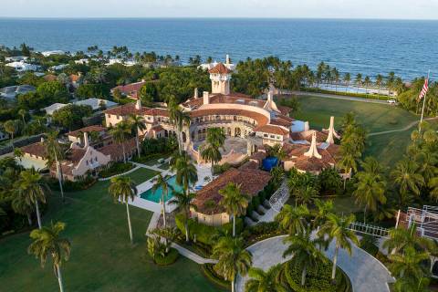 An aerial view of President Donald Trump's Mar-a-Lago estate is pictured, Wednesday, Aug. 10, 2 ...