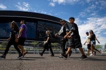 Raiders fans arrive before the start an NFL preseason football game against the Minnesota Vikin ...