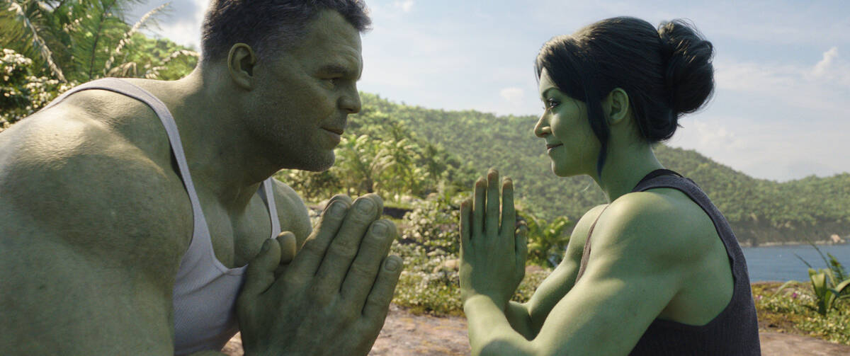 (L-R): Mark Ruffalo as Smart Hulk/Bruce Banner and Tatiana Maslany as Jennifer "Jen" Walters/Sh ...