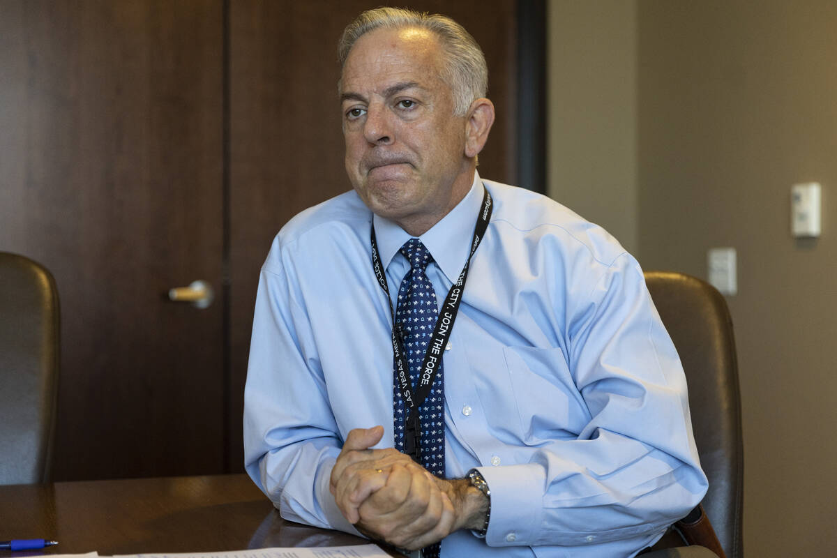 Sheriff Joe Lombardo is interviewed at the Metropolitan Police Department headquarters in Las V ...