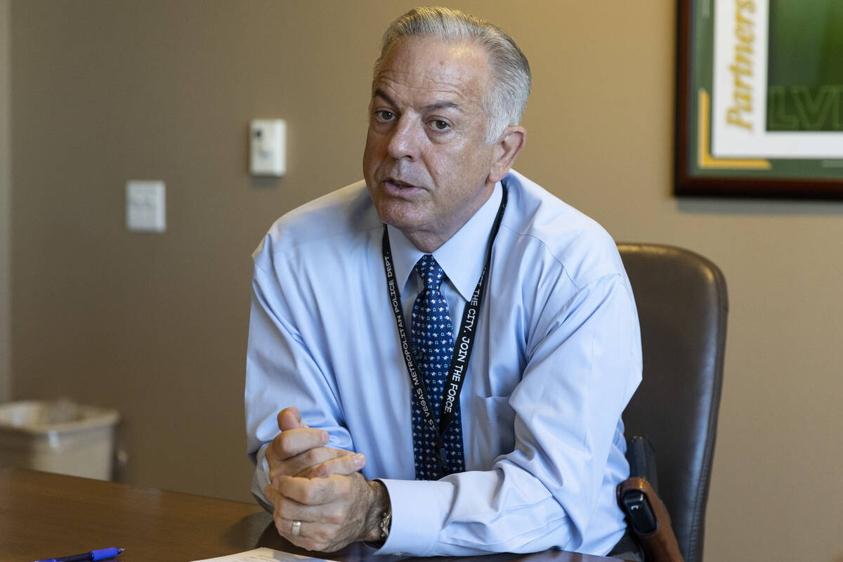 Sheriff Joe Lombardo is interviewed at the Metropolitan Police Department headquarters in Las V ...