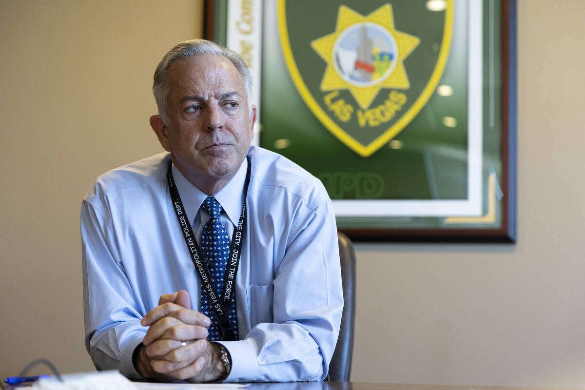 Sheriff Joe Lombardo is interviewed at the Metropolitan Police Department headquarters in Las V ...