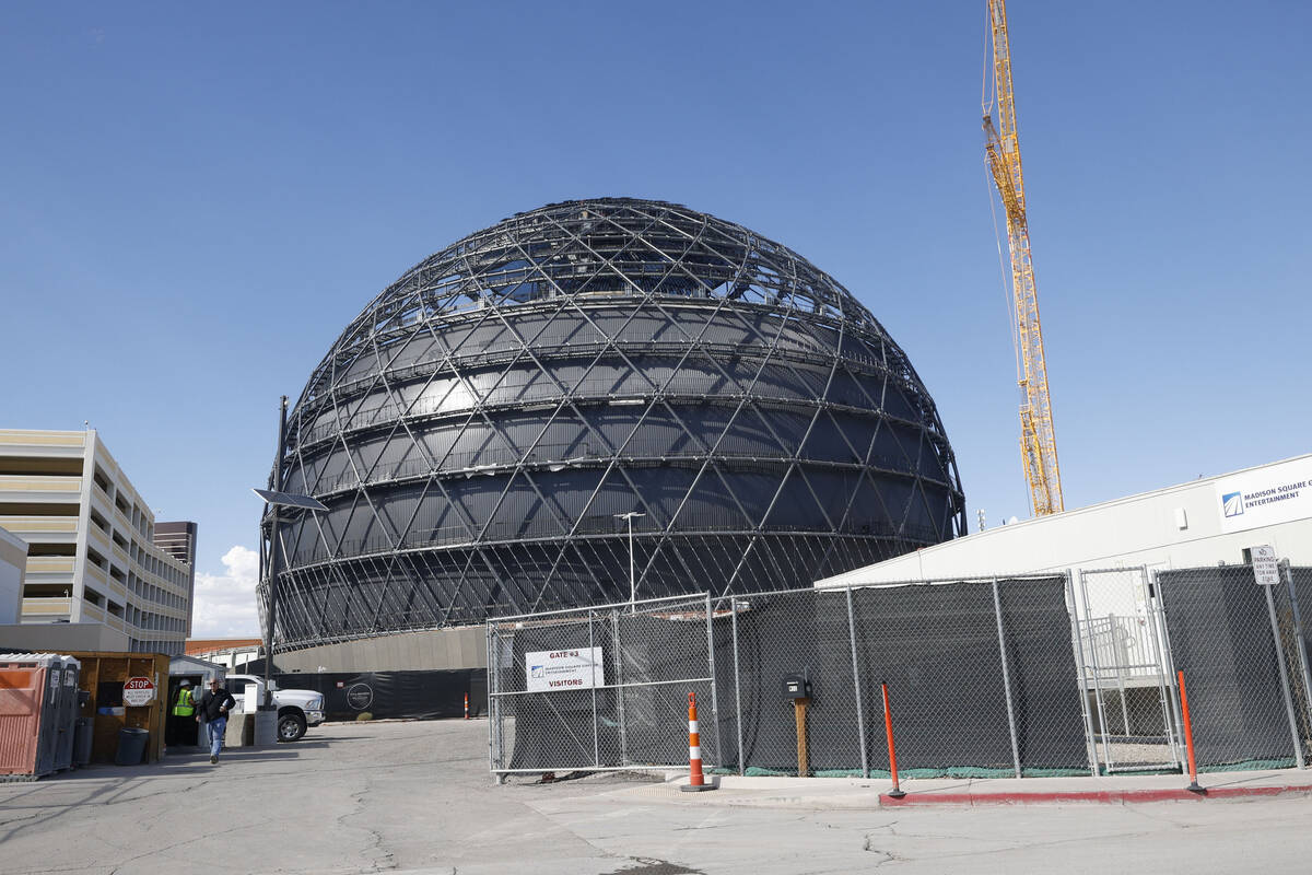 MSG Sphere is seen, Tuesday, Aug. 16, 2022, in Las Vegas. An electrical fire was extinguished f ...