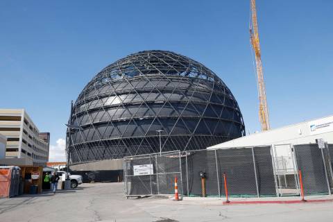 MSG Sphere is seen, Tuesday, Aug. 16, 2022, in Las Vegas. An electrical fire was extinguished f ...