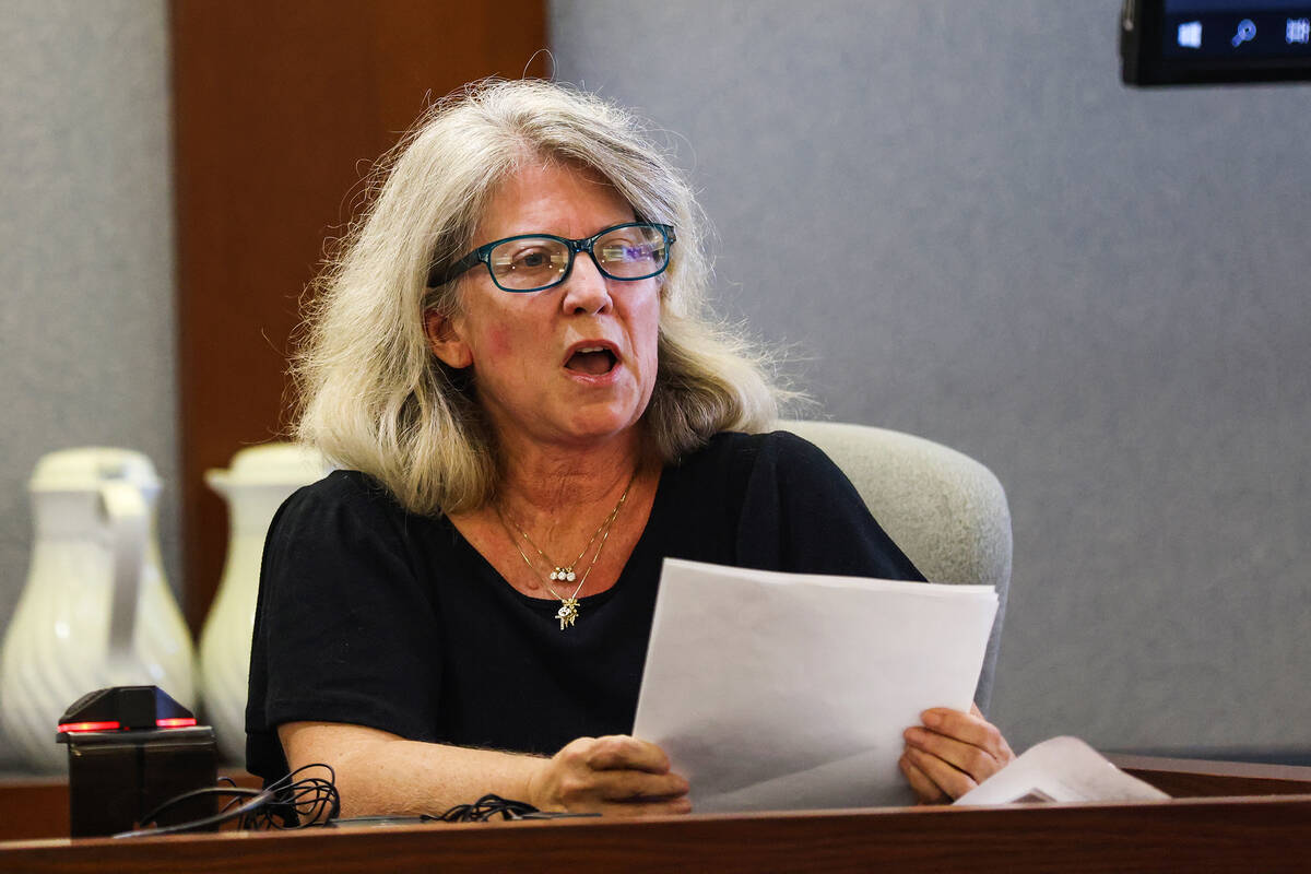 Antoinette Alderman, sister of victim Walter Anderson, reads her victim impact statement at the ...
