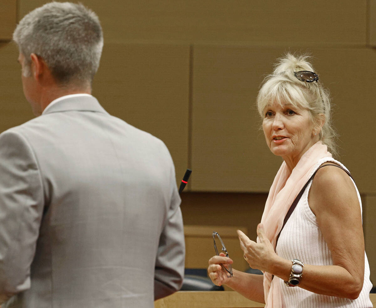 Laura McSwain, president of the McNeil Estates Neighborhood Association, speaks, Wednesday, Aug ...