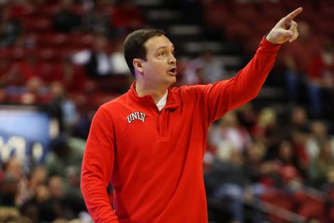 UNLV basketball coach Kevin Kruger is shown at the Thomas & Mack Center in Las Vegas, Saturday, ...