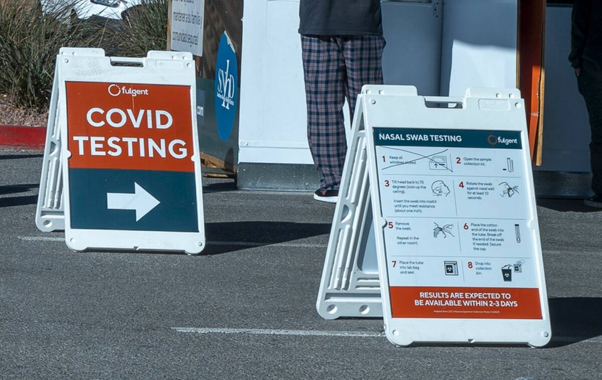 People wait and are served for COVID-19 testing at the Veterans Memorial Community Center in Ja ...