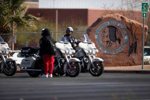 Police investigate a shooting at Western High School in Las Vegas on Tuesday, March 29, 2022. W ...