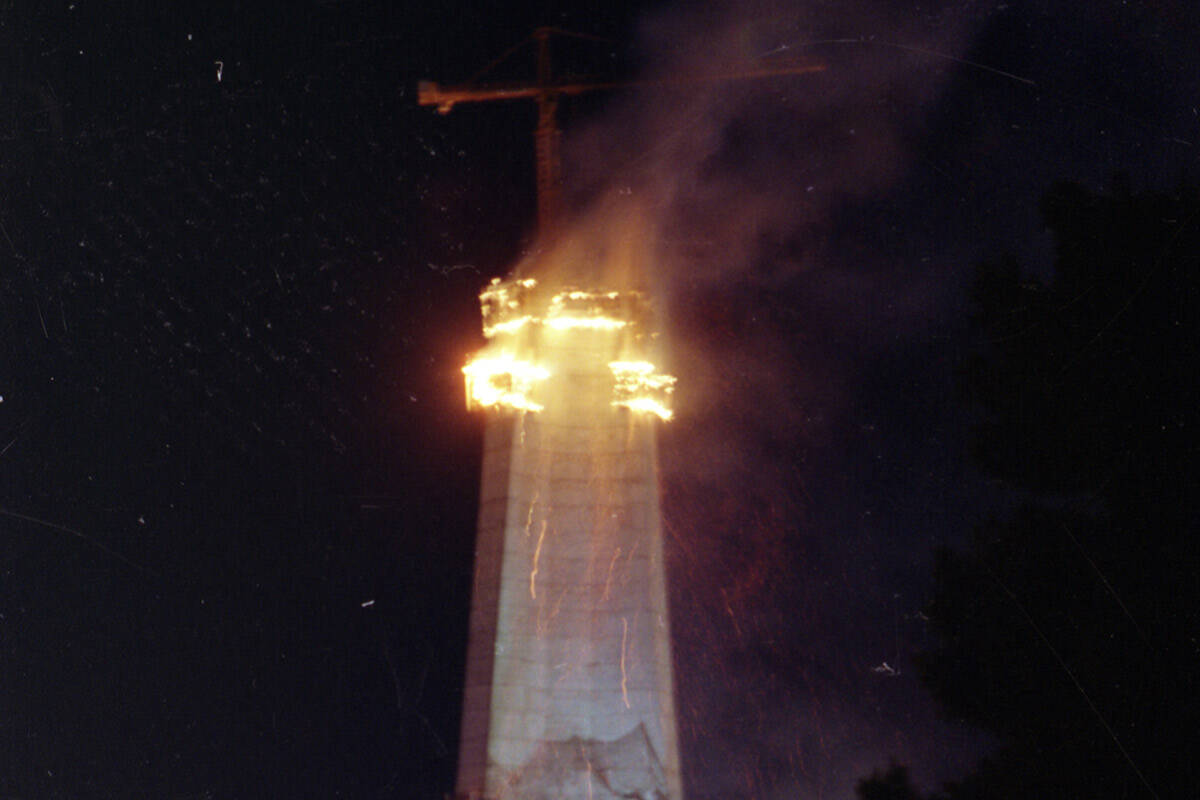 Strat tower catches fire in 1993 — PHOTOS The Strip Local