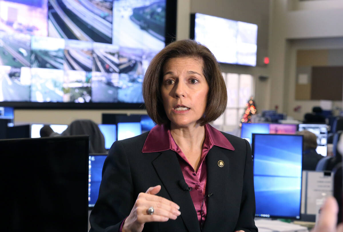 Sen. Catherine Cortez Masto, D-Nev., speaks on Tuesday, Nov. 21, 2017 at the FAST traffic manag ...