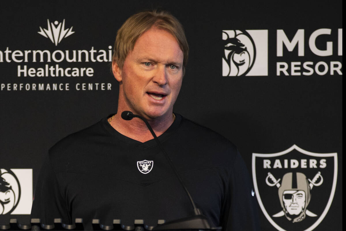 Raiders coach Jon Gruden, seen in October 2021. (Chase Stevens/Las Vegas Review-Journal)