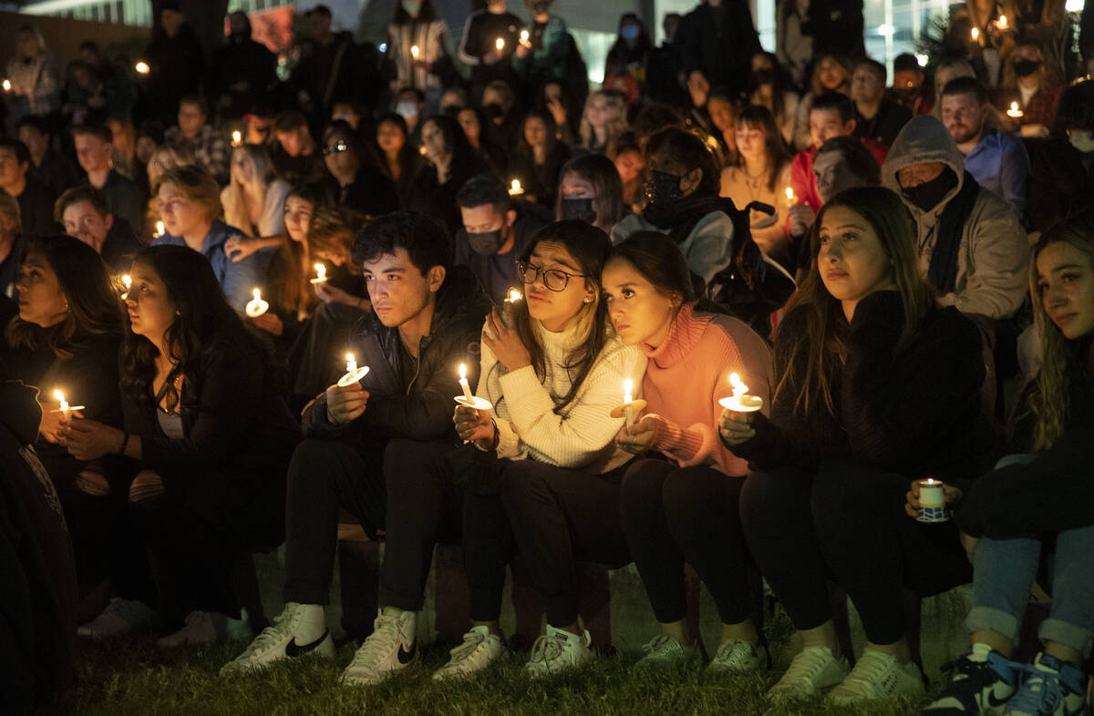Friends and family mourn the loss of Nathan Valencia, a 20-year-old UNLV student and Bishop Gor ...