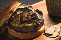 The truffle burger at Toca Madera steakhouse on the Las Vegas Strip features wagyu beef, short ...