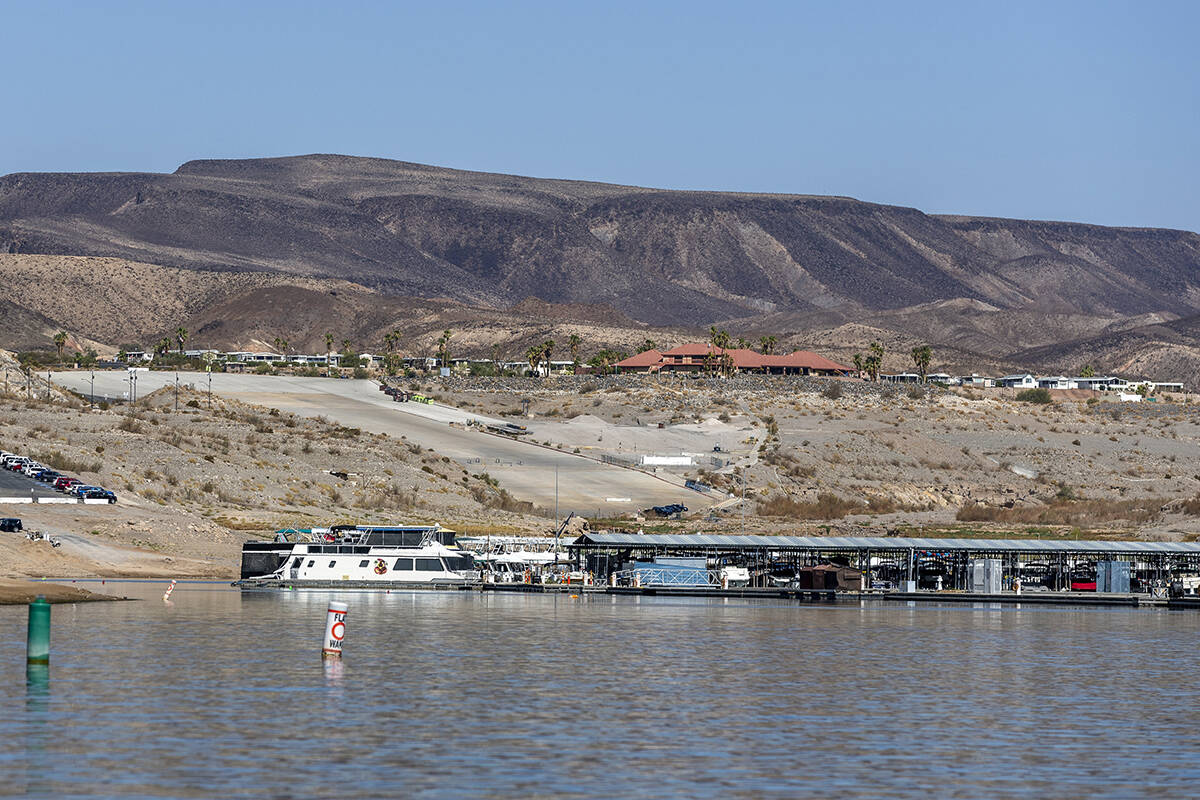The original extended boat ramp and walkway at Callville Bay is no longer in use with a new lot ...