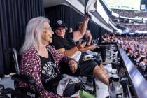 Helen Emerson at 93, with her daughter Diane Wiseman enjoys her first in person Raiders game d ...