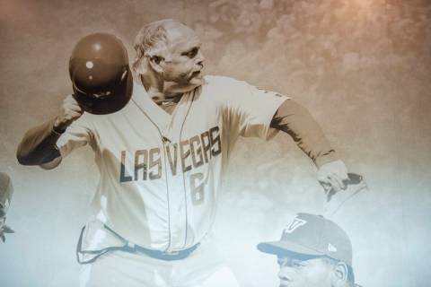 A mural showcasing the history of minor league baseball in Las Vegas, including this scene of f ...