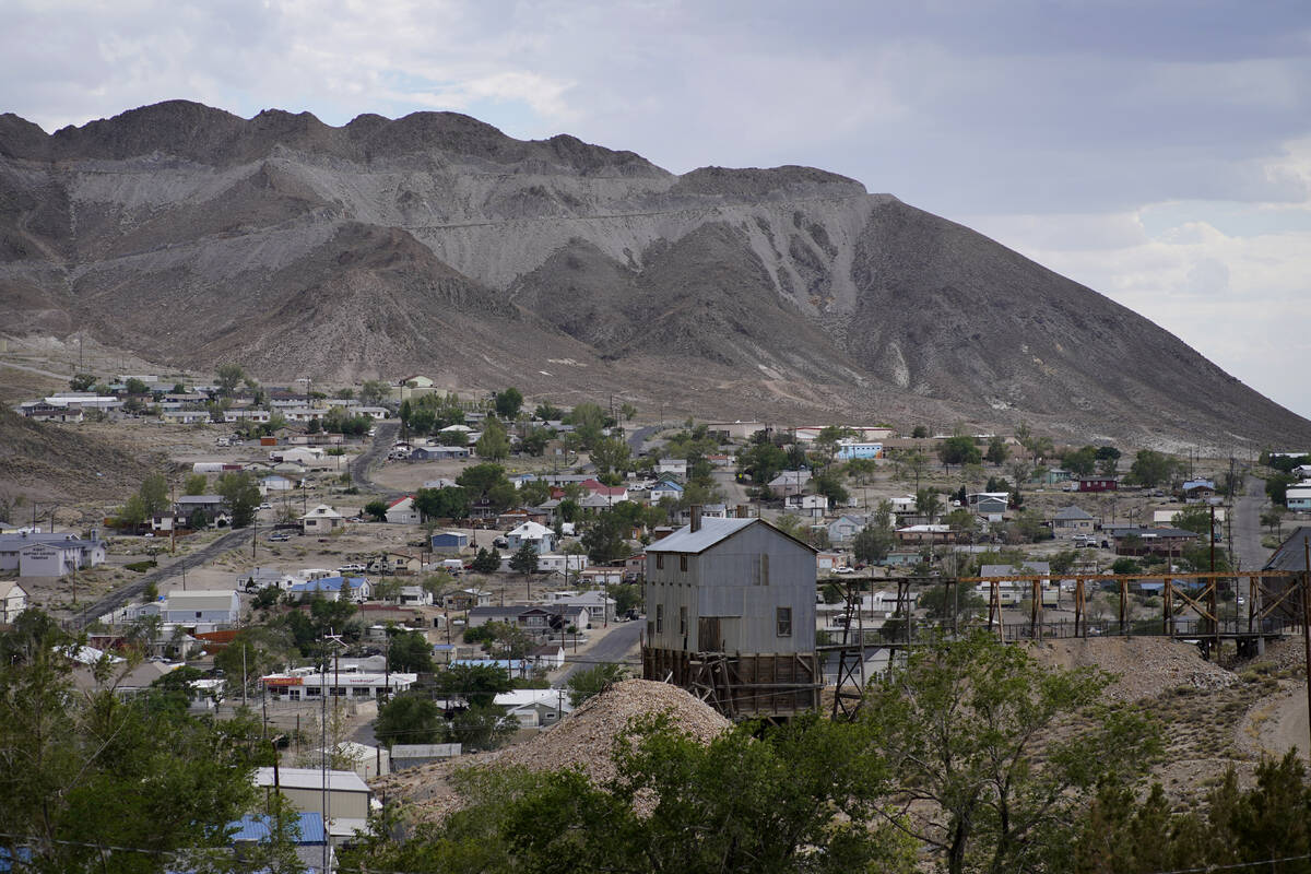 FILE - Homes cover a hillside Monday, July 18, 2022, in Tonopah, Nev., the county seat of Nye C ...