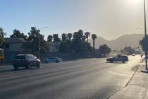 Police investigate a crash involving a motorcycle and SUV on Monday, Aug. 29, 2022, at East Bon ...