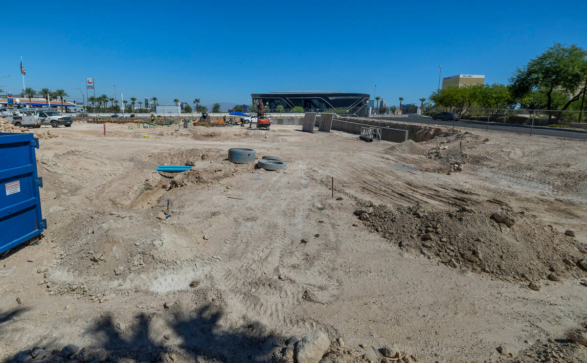 Construction begins on the site where an In-N-Out Burger is being built across from Allegiant S ...