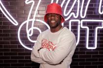 Kevin Hart poses for a portrait at the opening of his new vegan fast-food restaurant "Hart ...