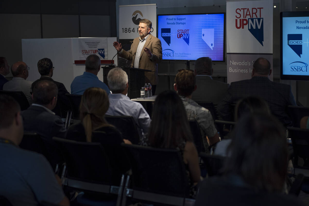 StartUpNV executive director Jeff Saling speaks at a press conference to announce a new program ...