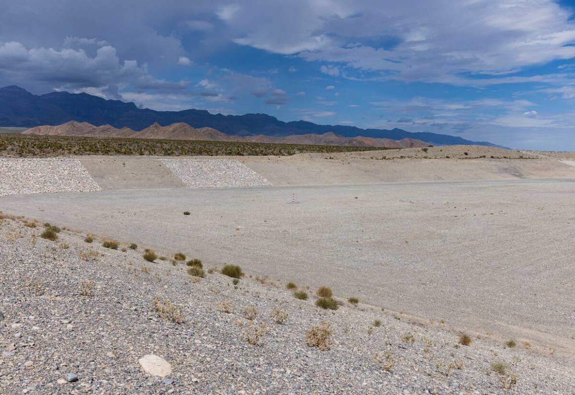 Coyote Springs water detention basin is seen on Wednesday, Aug. 10, 2022, in Coyote Springs. (B ...