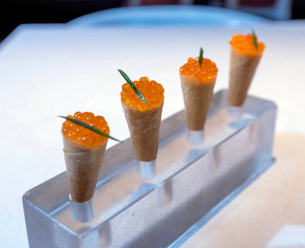 Cono salmón crudo created with the guidance of chef Stephanie Sandfrey of Jaleo in The Cos ...
