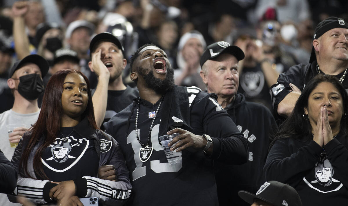 Raiders fans during an NFL football game against the Los Angeles Chargers on Sunday, Jan. 9, 20 ...