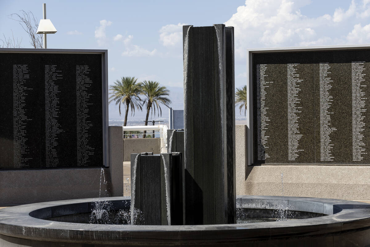 The Veterans Memorial Wall at Henderson City Hall on Friday, Aug. 26, 2022, in Henderson. Veter ...