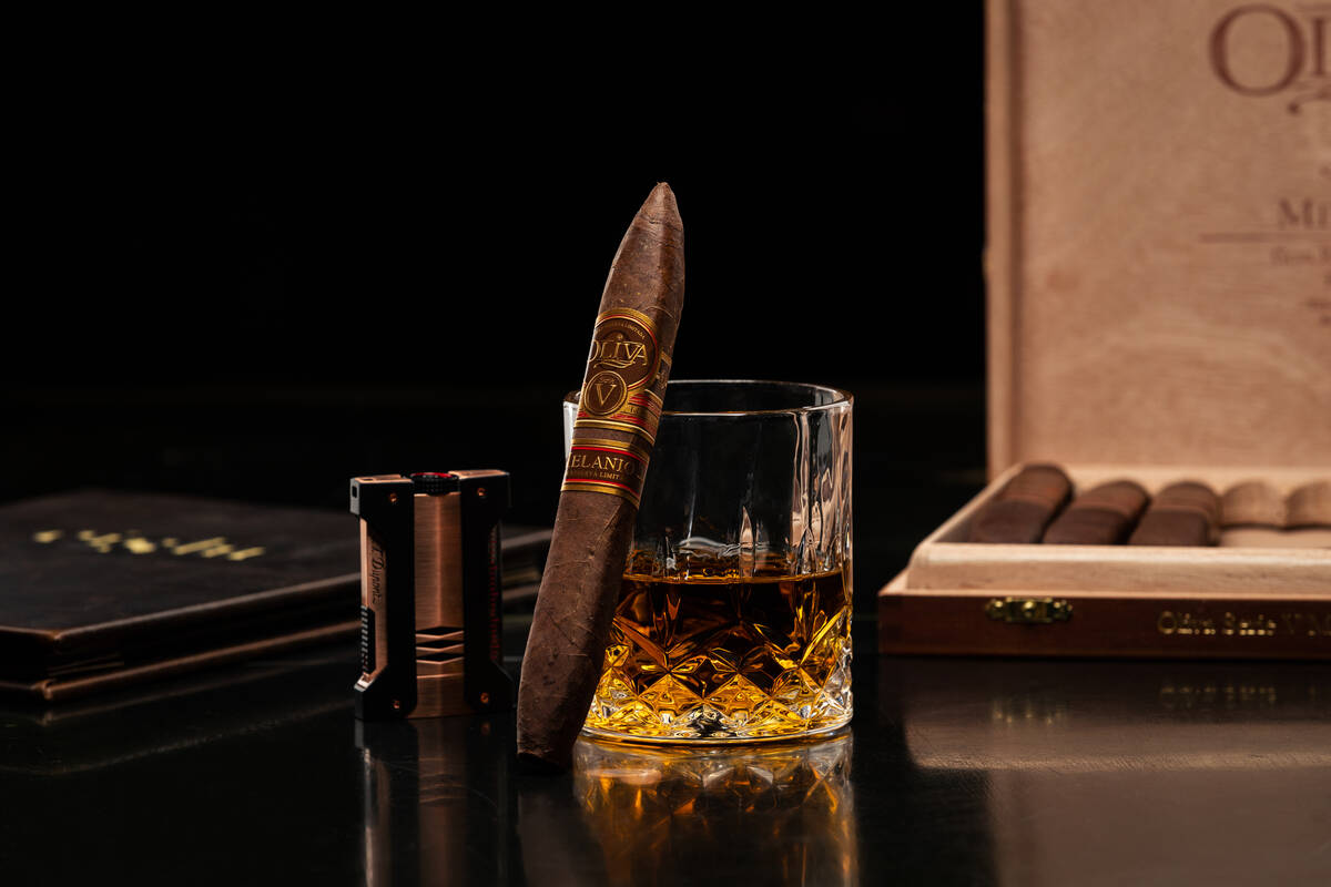 Eight Lounge, in Resorts World on the Las Vegas Strip, offers high-end cigars and spirits for g ...