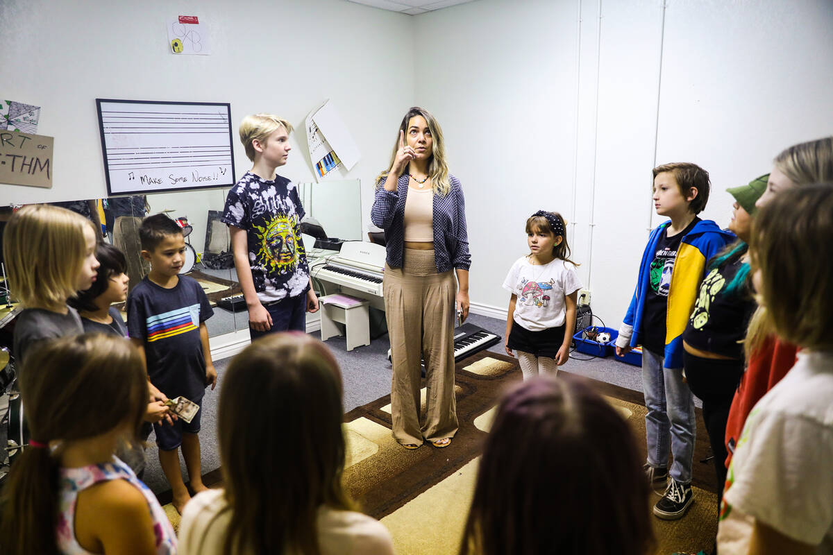 Sarah Tavernetti, founder and executive director, leads a theater workshop with students at Blo ...