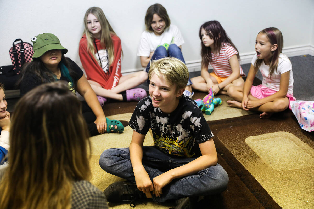 Dan Petit, 12, participates in a theater workshop with other students at Bloom Academy in Las V ...